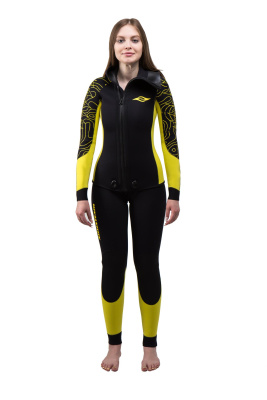 Гидрокостюм Дайвинг женский 3мм нейлон/нейлон черно-желтый